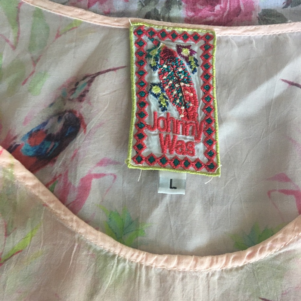Johnny Was hummingbird blouse size large